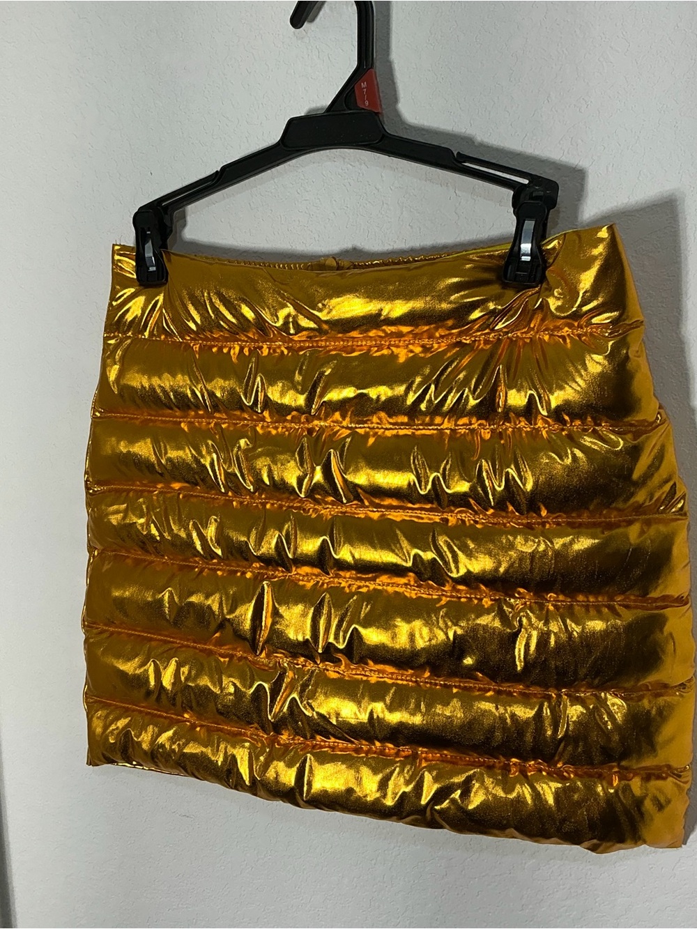 Gold Metallic Quilted Mini Skirt